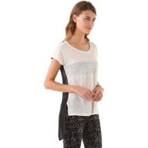 PATTERSON J. KINCAID PJK Griffen High Low MESH Black White LINEN TOP Shirt S